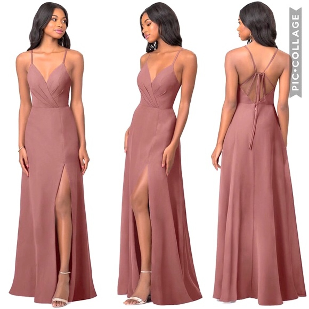 Azazie Everleigh Surplice Chiffon Gown in Dusty Rose | 8